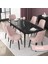 Concept Nex Serisi Siyah Mermer 80 x 132 cm Mdf Mutfak Masası Takımı Metal Iskelet 6 Sandalye Gümüş Halka 2