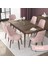 Concept Nex Serisi Barok Ahşap Desen 80 x 132 cm Mdf Mutfak Masası Takımı Metal Iskelet 6 Sandalye Gümüş Halka 2