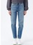 Yüksek Bel Dar Paça Mom Fit Indigo Kadın Denim Pantolon DTK363 Orta Indigo 2