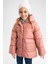 Kız Çocuk Polar Astarlı Kapüşonlu Puffer Şişme Mont X6484A622AU 1
