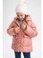 Kız Çocuk Polar Astarlı Kapüşonlu Puffer Şişme Mont X6484A622AU 3
