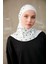 Monogram Desenli Bone Sport Pro Hijab - Beyaz Siyah 2