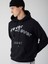 Slogan Baskılı Kapüşonlu Siyah Sweatshirt 5