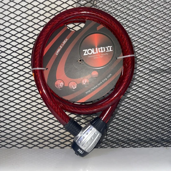 Jiekai Eformotor Motosiklet Kilidi Çelik Güçlendirilmiş Halat Zincir Kilit 25X150 (Kırmızı) (Işıklı Kilit)
