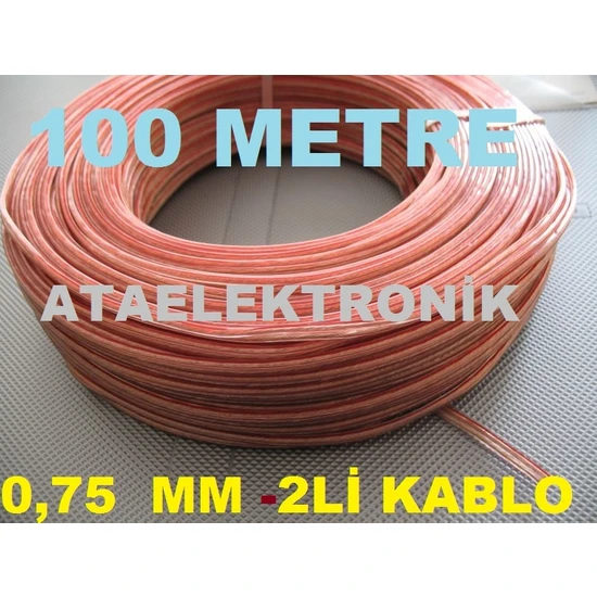 Ata Elektronik 100 Metre 1 Top - Hoparlör Ses Kablosu  - 100 Metre Hoparlör - 2* 0.75MM