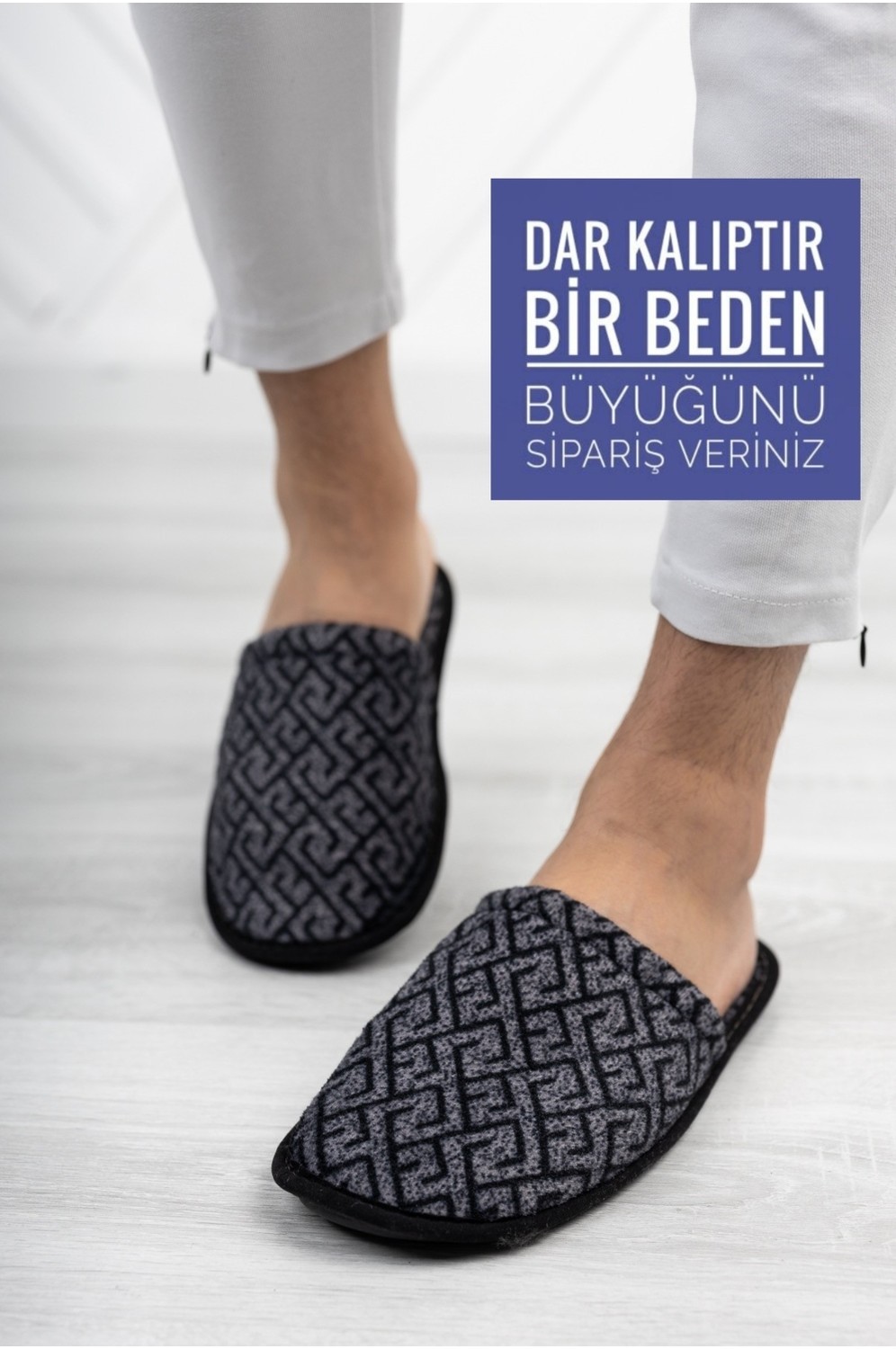 Moda Fırsat Siyah Deri Görünümlü Erkek Önü Kapalı Terlik Kışlık Hafif Terlik Misafir Çeyiz Damat Terliği görsel 7