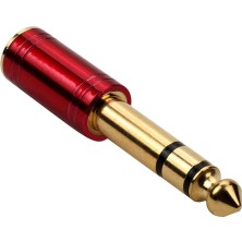 6.35MM Erkek - 3.5mm Kadın Ses Stereo Kulaklık Adaptör Dönüştürücü Fiş Kırmızı (Yurt Dışından)