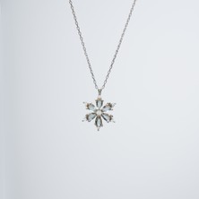 Essare 925 Ayar Açıkı Yeşil Çiçek Kolye Kadın Gümüş Kolye