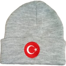 Salar Ticaret Salarticaret Gri Bere Türk Bayraklı Kışlık Akrilik Bere