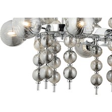 Lampaluce Regina Modern Salon Avizesi Yemek Masası Üzeri 10'lu Krom 70 x 100 cm