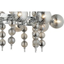 Lampaluce Regina Modern Salon Avizesi Yemek Masası Üzeri 10'lu Krom 70 x 100 cm