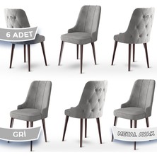 Canisa Concept Newa Serisi  Babyface Kumaş Kahve Metal Ayaklı Gümüş Halkalı 6 Adet Sandalye