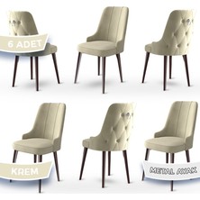 Canisa Concept Newa Serisi  Babyface Kumaş Kahve Metal Ayaklı Gümüş Halkalı 6 Adet Sandalye