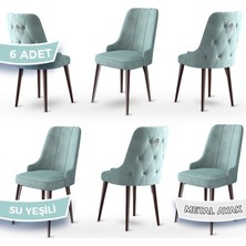 Canisa Concept Newa Serisi  Babyface Kumaş Kahve Metal Ayaklı Gümüş Halkalı 6 Adet Sandalye