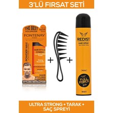 Fontenay Saç Şekillendirici Pudra Toz Wax Ultra Strong Turuncu + Şekil Tarağı + Saç Spreyi 400ML 3'lü Set 2