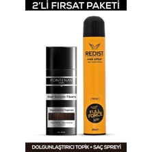 Fontenay Saç Dolgunlaştırıcı Keratin Fibers Koyu Kahve Topik Saç Tozu 50GR + Saç Spreyi 400ML 2'li Set