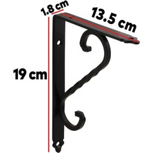 Badem10 Nobel Raf Altı Raf Tutucu Ayak Ferforje Siyah 135X190 mm 2 Adet