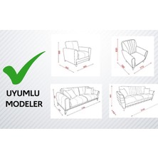 Arlisa Jakarlı Damask Koltuk Örtüsü Maxi Takım (3+3+1+1)-Taş