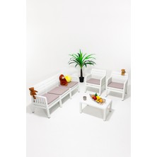 ModaLife Lara 3+1+1+S Bahçe Takımı  Balkon - Bahçe - Teras  Mobilyası / Beyaz