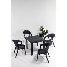 Mobetto Garden 80X80 Bahçe&balkon&teras Masa Seti – Antrasit
