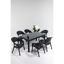 Mobetto Garden Camlı 90X150 Bahçe&balkon&teras Masa Seti – Antrasit