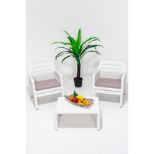 Mobetto Lara 1+1+S Bahçe Takımı Balkon - Bahçe - Teras Mobilyası / Beyaz