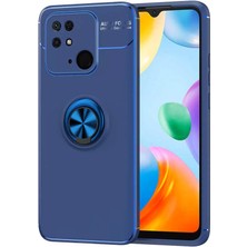 Xiaomi Poco C40 Kılıf Ravel Yüzüklü Mıknatıslı Stand Focus Silikon Mavi