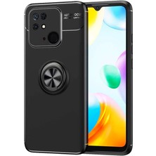 Xiaomi Poco C40 Kılıf Ravel Yüzüklü Mıknatıslı Stand Focus Silikon Siyah