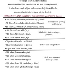 Tulumba Pres Malzeme Seti. [18 Kalıplı Set Malzemeleri] (1000 Parça ve 150 Gr. Inci)