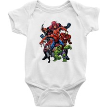 Marvel Team-Upbaskılı Unisex Beyaz Bebek Body - Zıbın