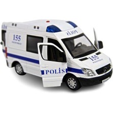 Lisinya Vardem Sesli Işıklı Çek Bırak Metal Polis  Ekip Arabası - 588B-POLIS