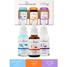 The Natural Ritualist 3'lü Cilt Bakım Serum Seti Hyaluronic Acid + C Vitamini + Collagen Serum