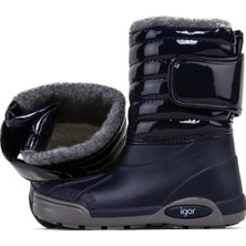 Igor W10168 Topo Ski Çocuk Kürklü Lacivert Bot Silikon/Plastik Malzeme Cırt Bantlı Kapama