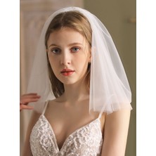 Bba New Trend Çift Katlı Duvak Gelin Nikah Kep,vualet Gelin Duvağı Tokalı