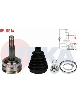 Otoco Opel Vectra B 1.6i Abslı 29 Dıs 22X22X52 A-T Uzunluk 144,8 mm 95-03 Aks Kafası Sol-Sağ Ön Dış