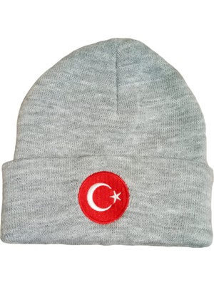 Salar Ticaret Salarticaret Gri Bere Türk Bayraklı Kışlık Akrilik Bere