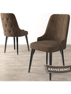 Canisa Concept Newa Serisi  Babyface Kumaş Siyah Metal Ayak Gold Halkalı 1 Adet Sandalye