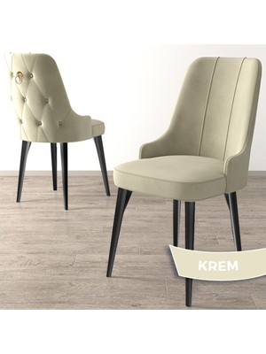 Canisa Concept Newa Serisi  Babyface Kumaş Siyah Metal Ayak Gold Halkalı 1 Adet Sandalye