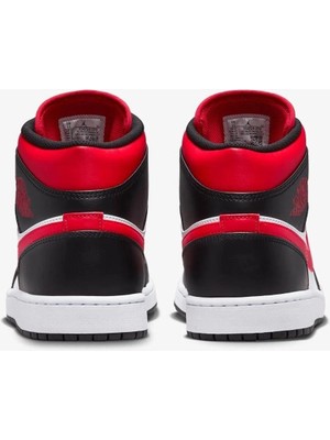 Nike Air Jordan 1 Mid White Black Red (2022) 554724-079 Erkek Spor Ayakkabı