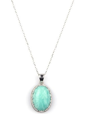 Alibaba Doğaltaş Amazonit Doğal Taş 925 Ayar Gümüş Kolye