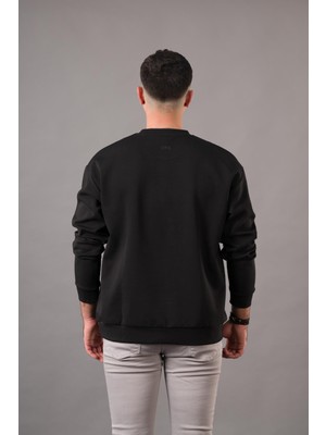 Akçaylar Oversize Baskılı Sıfır Yaka Pamuklu Erkek Sweatshirt