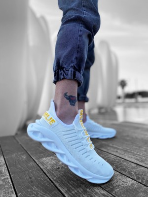Pabucmarketi Yüksek Taban Tarz Sneakers Beyaz Erkek Spor Ayakkabısı