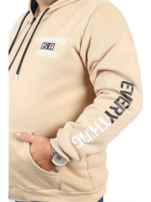 Starbattal Büyük Beden Erkek Fermuarlı 3ip Sweat Everything 22737 Bej