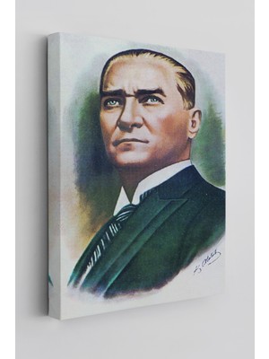 Dünyatablo Atatürk Portre Tablosu Mustafa Kemal Atatürk Dikdörtgen Dekoratif Kanvas Tablo