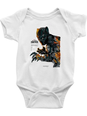 Tişört Fabrikası Black Pantherbaskılı Unisex Beyaz Bebek Body - Zıbın