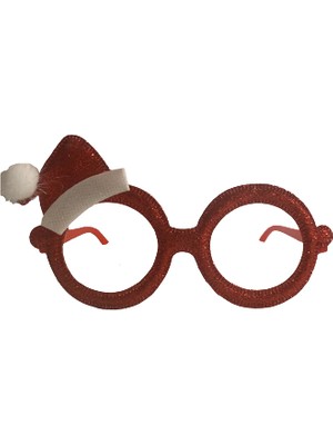 Event Party Store  Yılbaşı Gözlük Kırmızı Tek Noelbaba Şapkalı