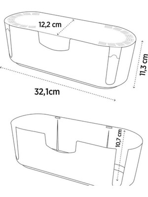 Dükkanönü Kablo Düzenleyici Çoklu Priz Kutusu Kablo Organizer (Siyah)