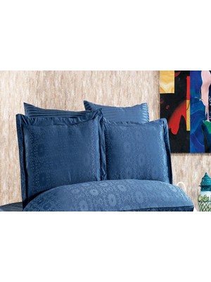 Finezza Jardin Bambu Jakar Kumaş Indigo Ikili Oksford 60X80CM Yastık KILIFI-1351