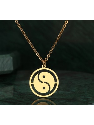 Trend Kolye Yin Yang Denge Güç Figürlü Şık Çelik Unisex Trend Kolye