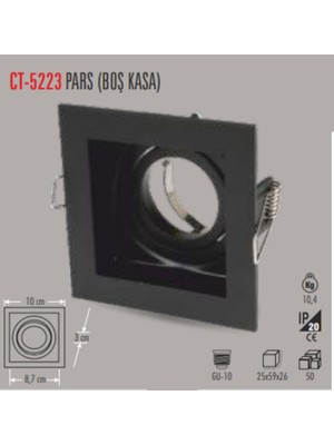 Cata CT-5223 Pars Kare Siyah Spot (Boş Kasa - 6 Adet)